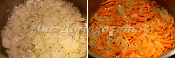 Шинкуем и обжариваем лук и морковь