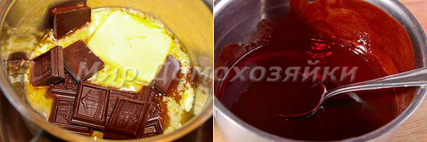 Масло и шоколад растопить на водяной бане