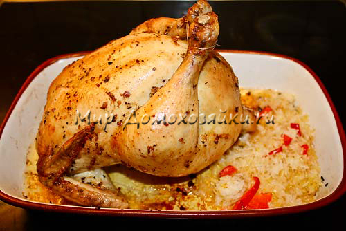 Курица фаршированная рисом готова