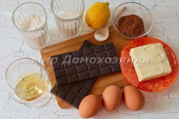 Ингредиенты для шоколадного торта брауни