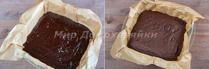 Шоколадный торт брауни - тесто и готовый