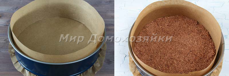 Творожный пирог с песочной крошкой - заливаем в форму