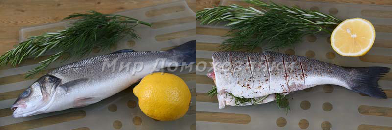 Сибас жареный на сковороде - разделка рыбы